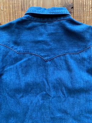 60's MAVERICK 白タグブルーベルなし デニムウエスタンシャツ 濃紺 表記(14 1/2-32)