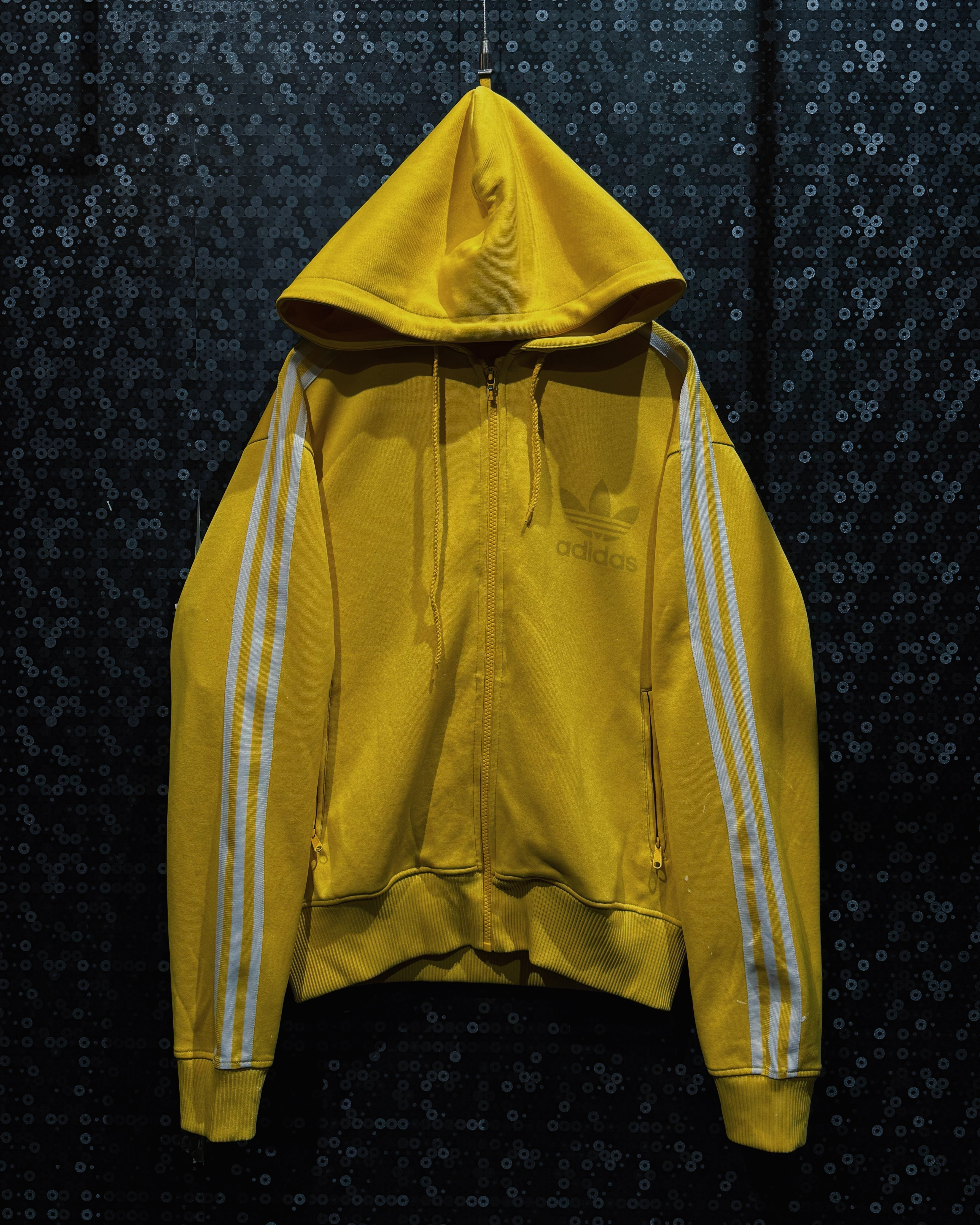 【ÆIEM】adidas originals yellow trefoil logo three stripe zip hoodie