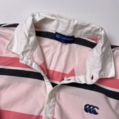 CANTERBURY カンタベリー ボーダー 七分袖 シャツワンピース L/ピンク/ポロシャツ