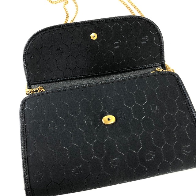 Christian Dior  ディオール　ハニカム　Dior　ミニバッグ　チェーン　ショルダーバッグ　ブラック　vintage　ヴィンテージ　オールドディオール　8ydyef