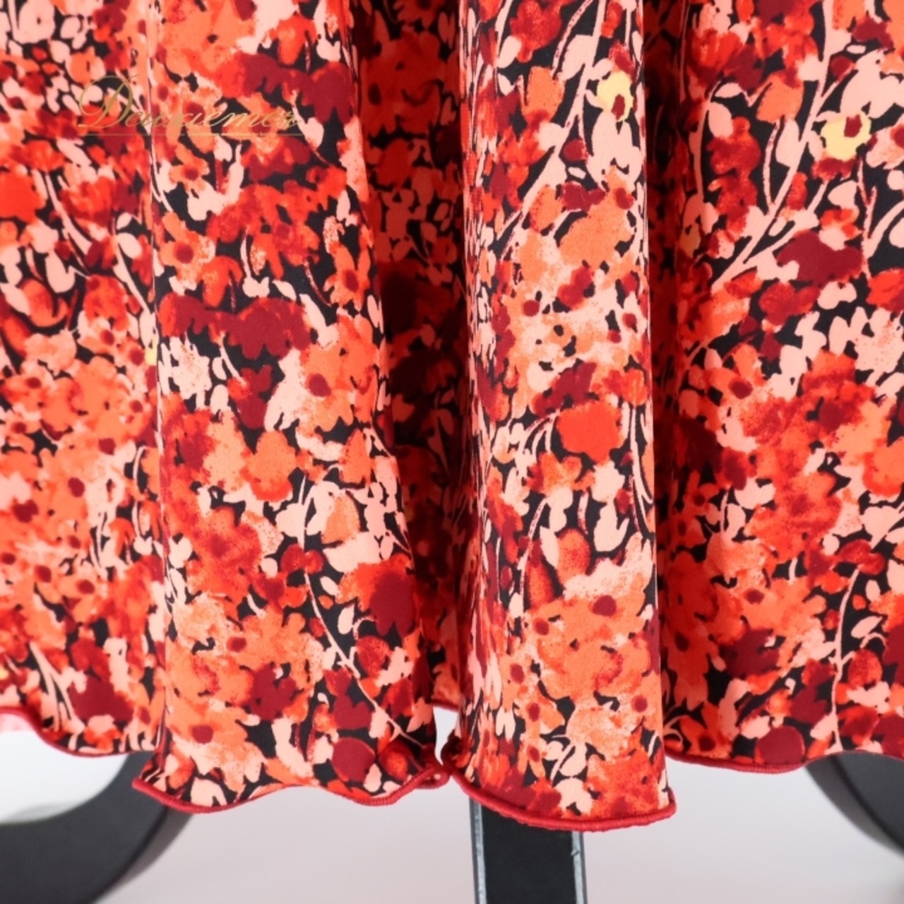 フラメンコ 衣装 ファルダ スカート 柄 模様 ハイウエスト 伸縮 ストレッチ 薄い 柔らかい レッド系 ピンク系 おしゃれ ダンス 踊り カジュアル スカート 動きやすい かわいい レディース Mサイズ フラメンコ用 衣装用 薄手 軽い 伸縮素材