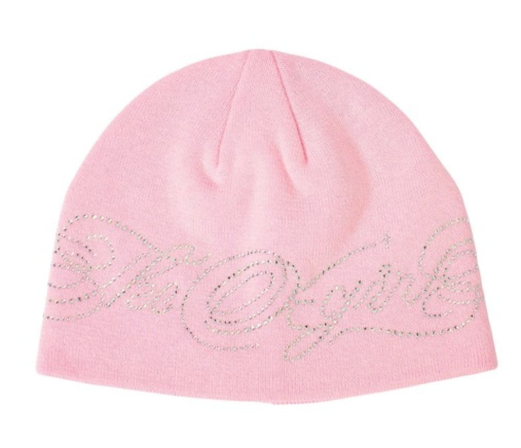 X-girl】RHINESTONE DECORATIVE SCRIPT LOGO BEANIE 帽子 ビーニー