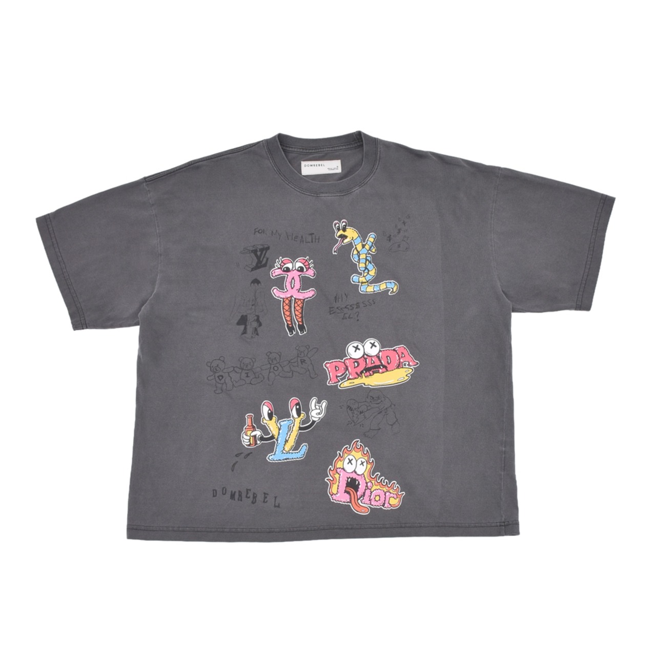 【DOMREBEL】LUXURY SKETCH - T-SHIRT OLD BLACK  FW26 - 1