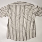 リネン混 PIERRE BALMAIN ピエールバルマン ストライプ バンドカラー 半袖シャツ L/アイボリー系 メンズ CHOYA