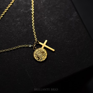 316L cross×coin necklace