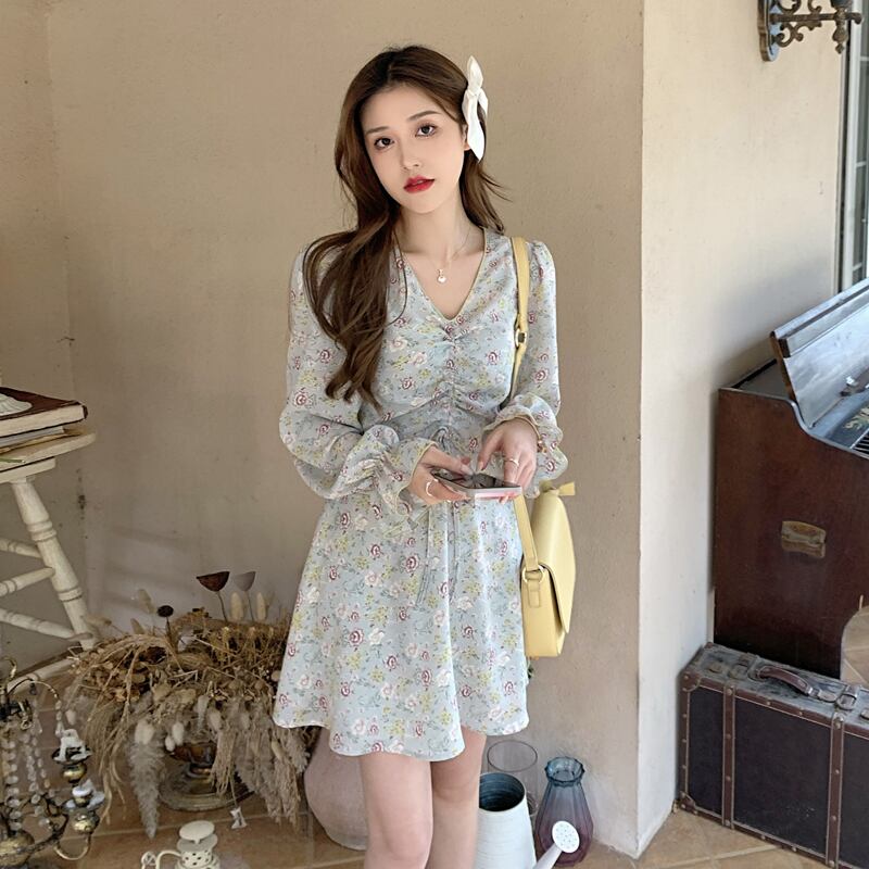 サマースカート ウェスト薄手フローラルドレス 夏物 花柄 試着室81257183573