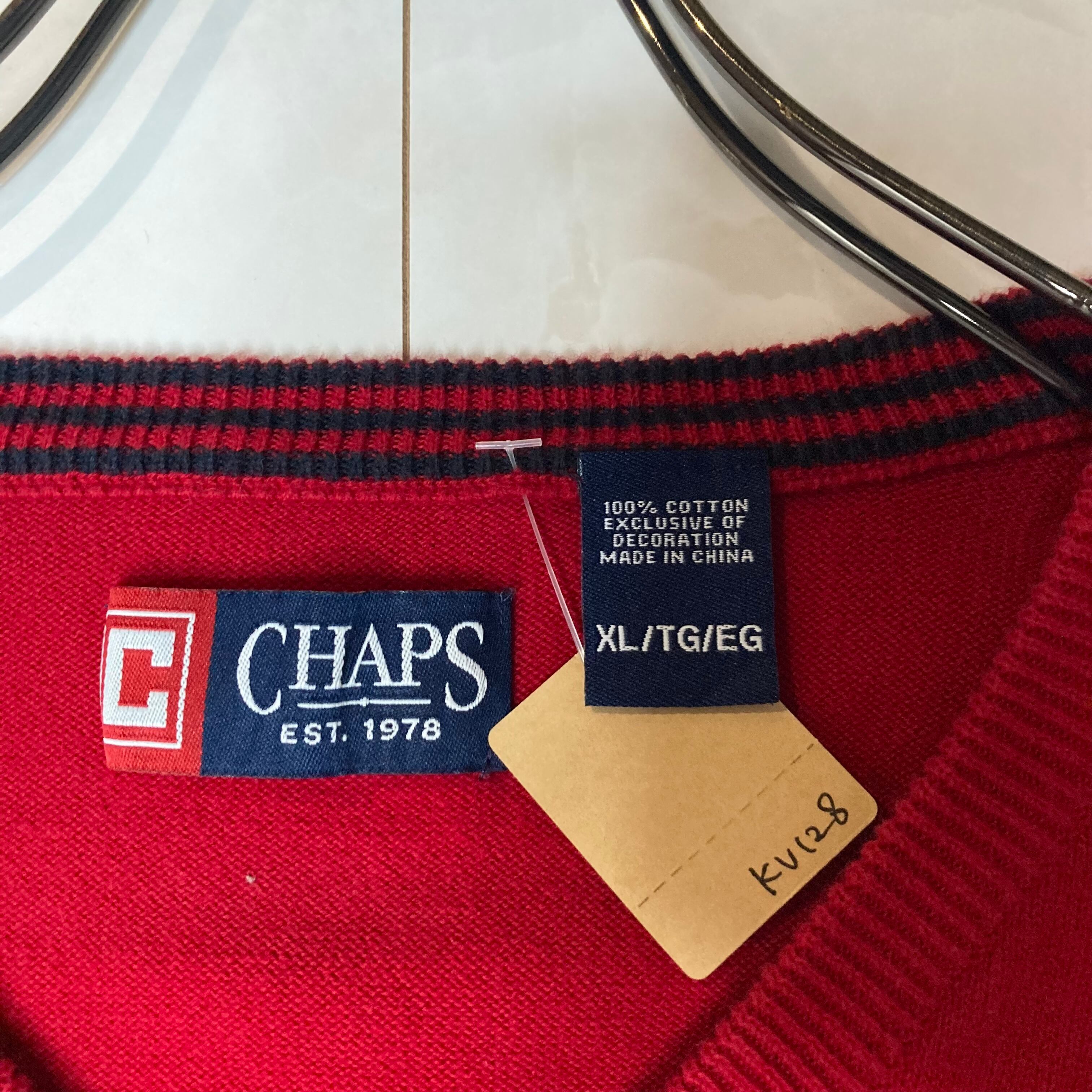 CHAPS ニットベスト XL 刺繍 コットン100% | 古着屋OLDGREEN