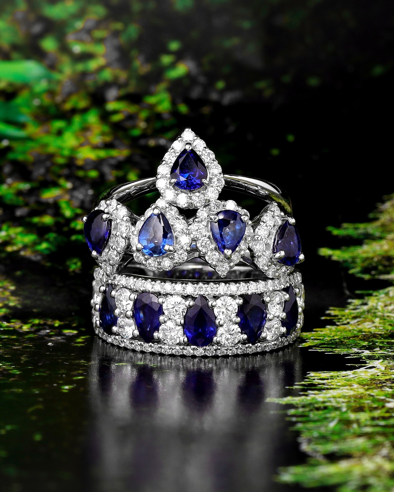 サファイアリング pt900 / 0.340ct/ DA 0.120ct