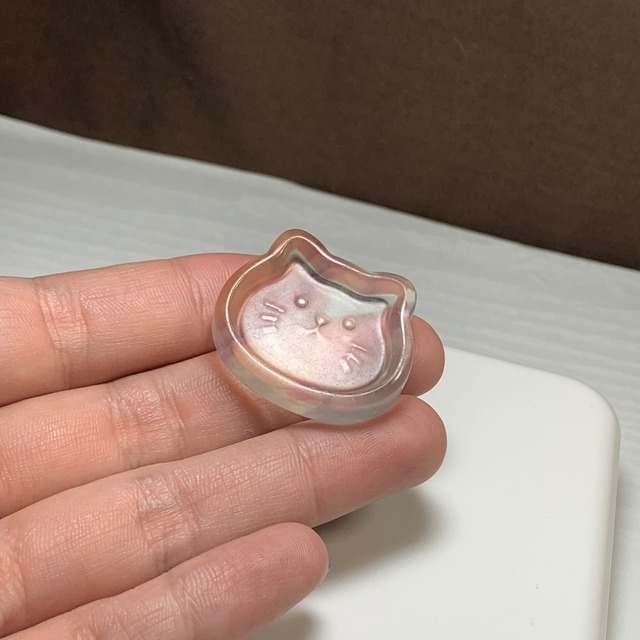 26.可愛い猫顔☆フローライト猫皿