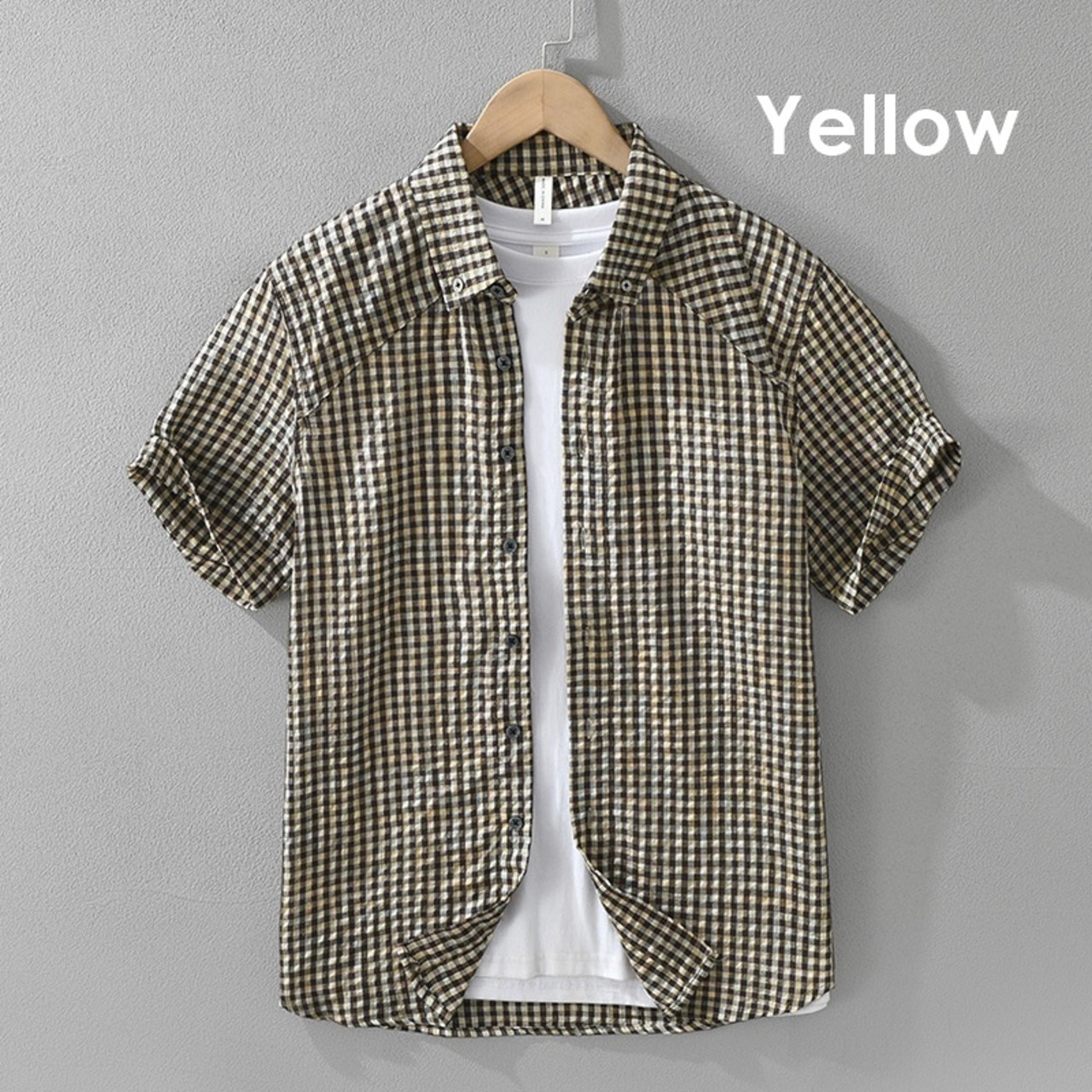 【M-3XL】Textured Check Short Sleeve Shirt / テクスチャード チェック 半袖 シャツ