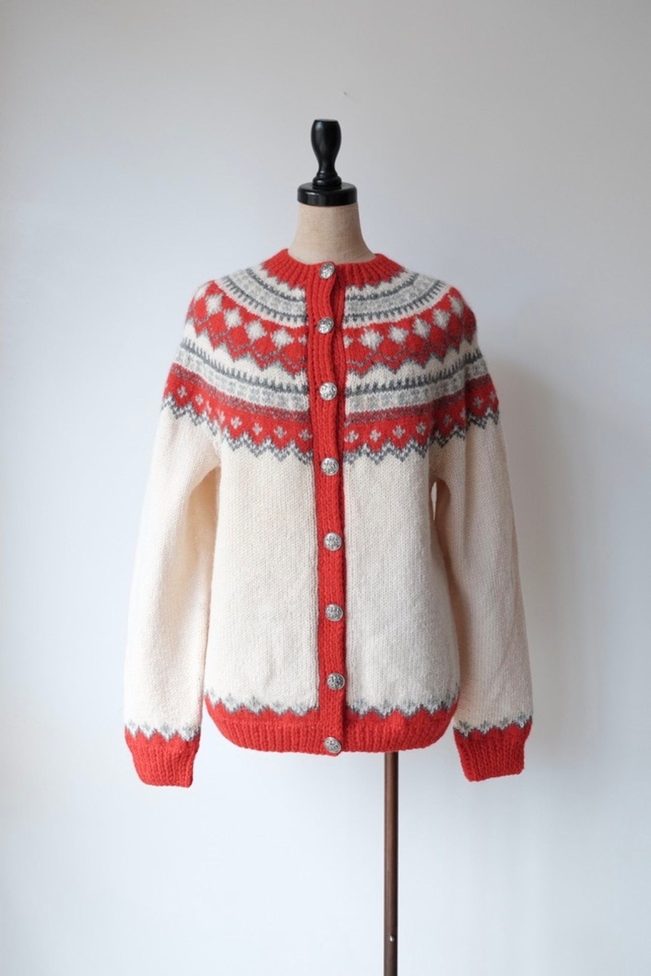 Christmas red Nordic knit cardigan