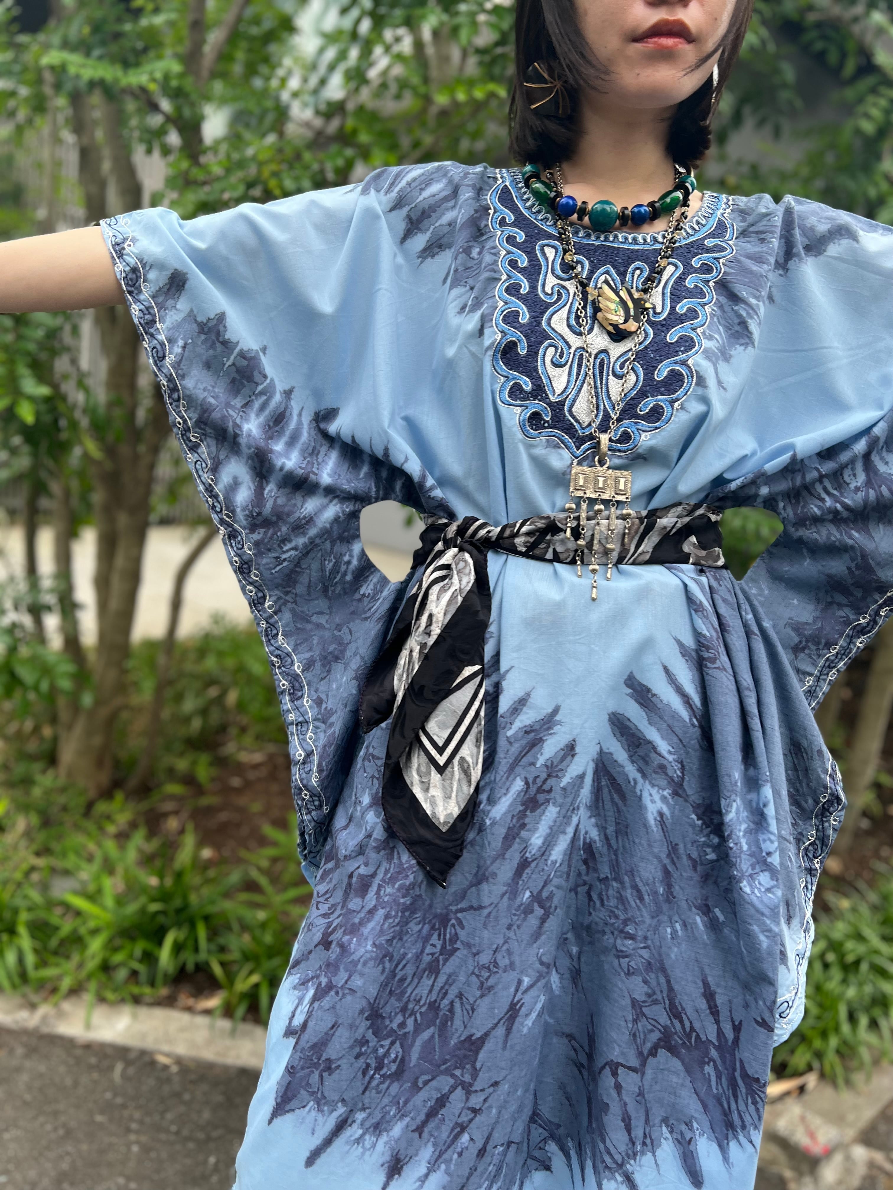 お取引き中 専用ページ VINTAGE ヴィンテージ アフリカン ワンピース Vintage african blue cotton design dress ( ヴィンテージ