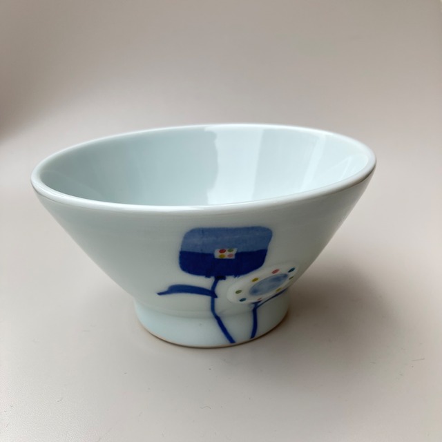 皐月窯　くらわんか茶碗　お花柄