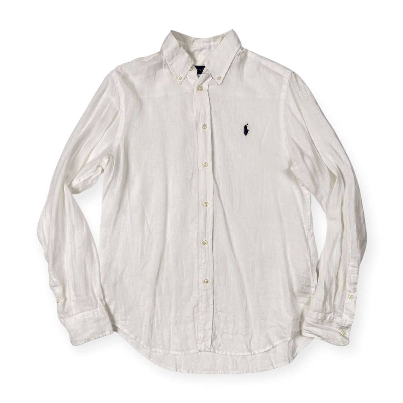 麻100% RALPH LAUREN ラルフローレン BD スキッパー 長袖シャツ リネンシャツ サイズ M /ホワイト