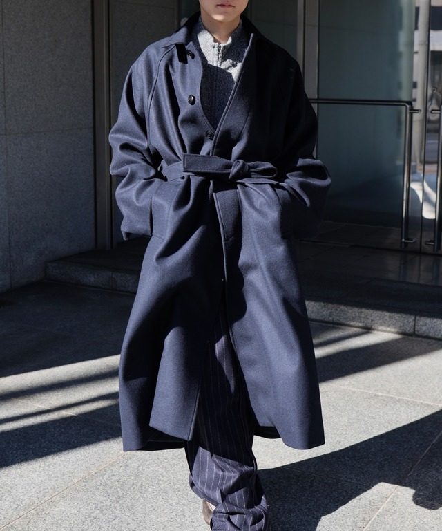 HOMMENA / HM26AWMA01 CRUMPED BALMACAAN COAT(NAVY)