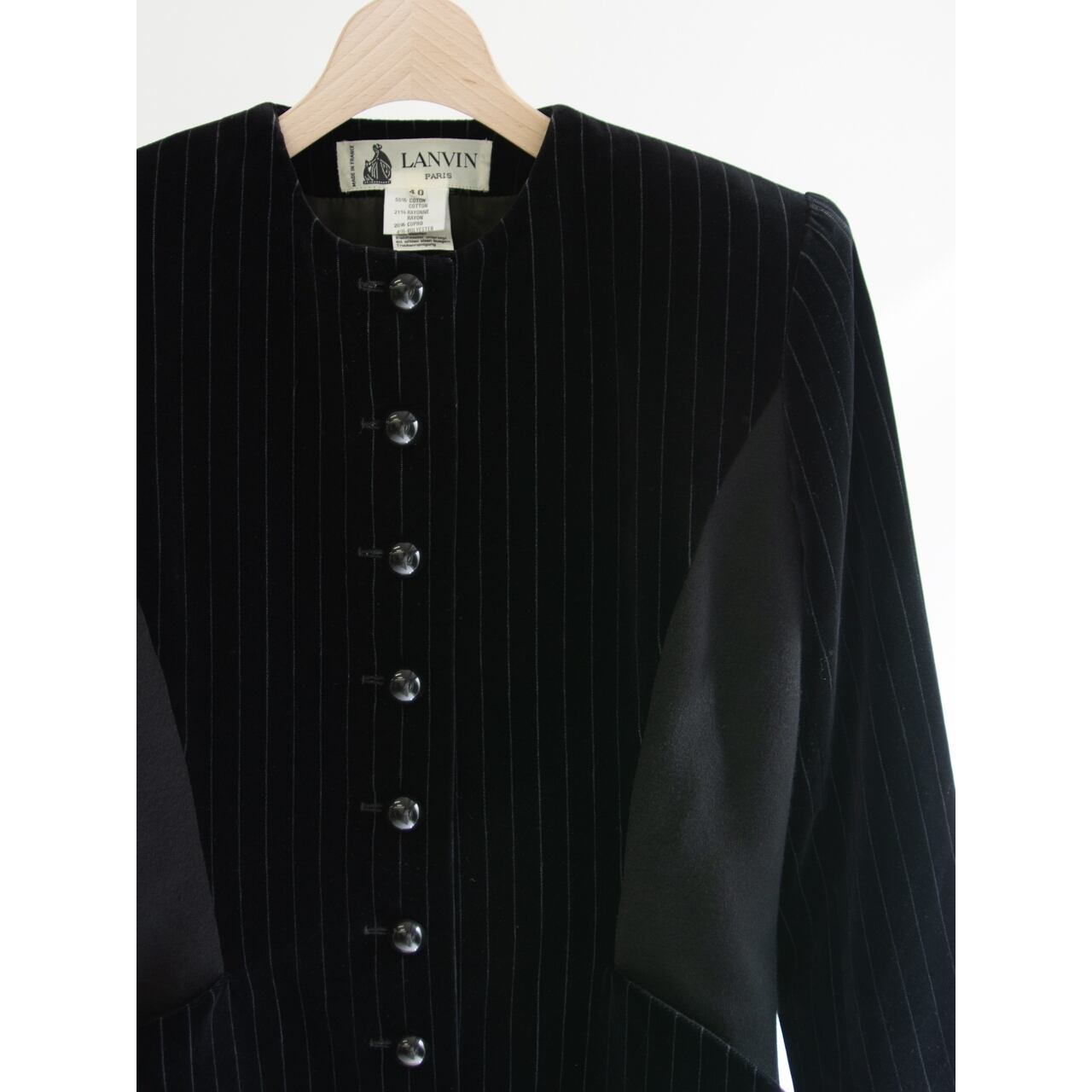 【LANVIN】Made in France Velvet Collarless Jacket（ランバン フランス製ベルベットノーカラージャケット）