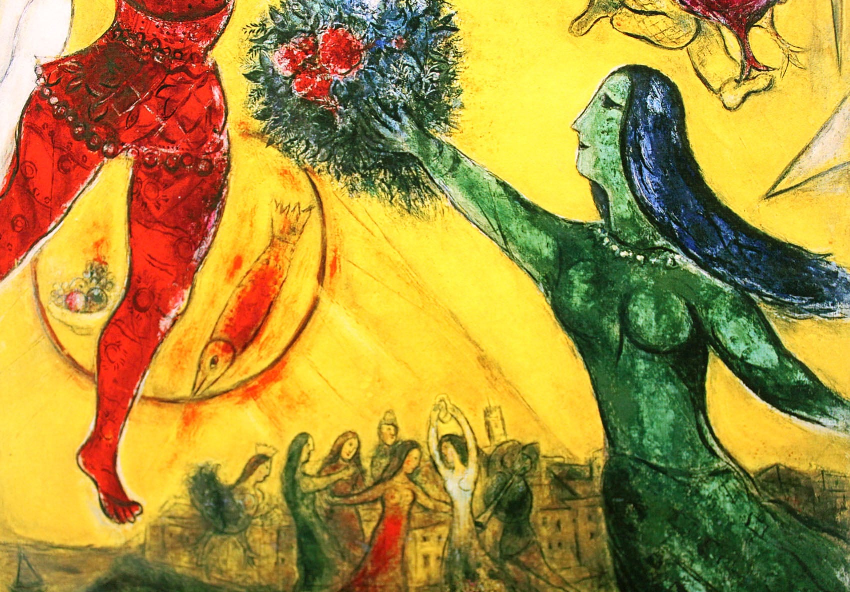 マルク シャガール絵画「ダンスとサーカス」額縁4色選択可能 作品証明書 展示用フック 限定375部エディション付複製画ジークレ