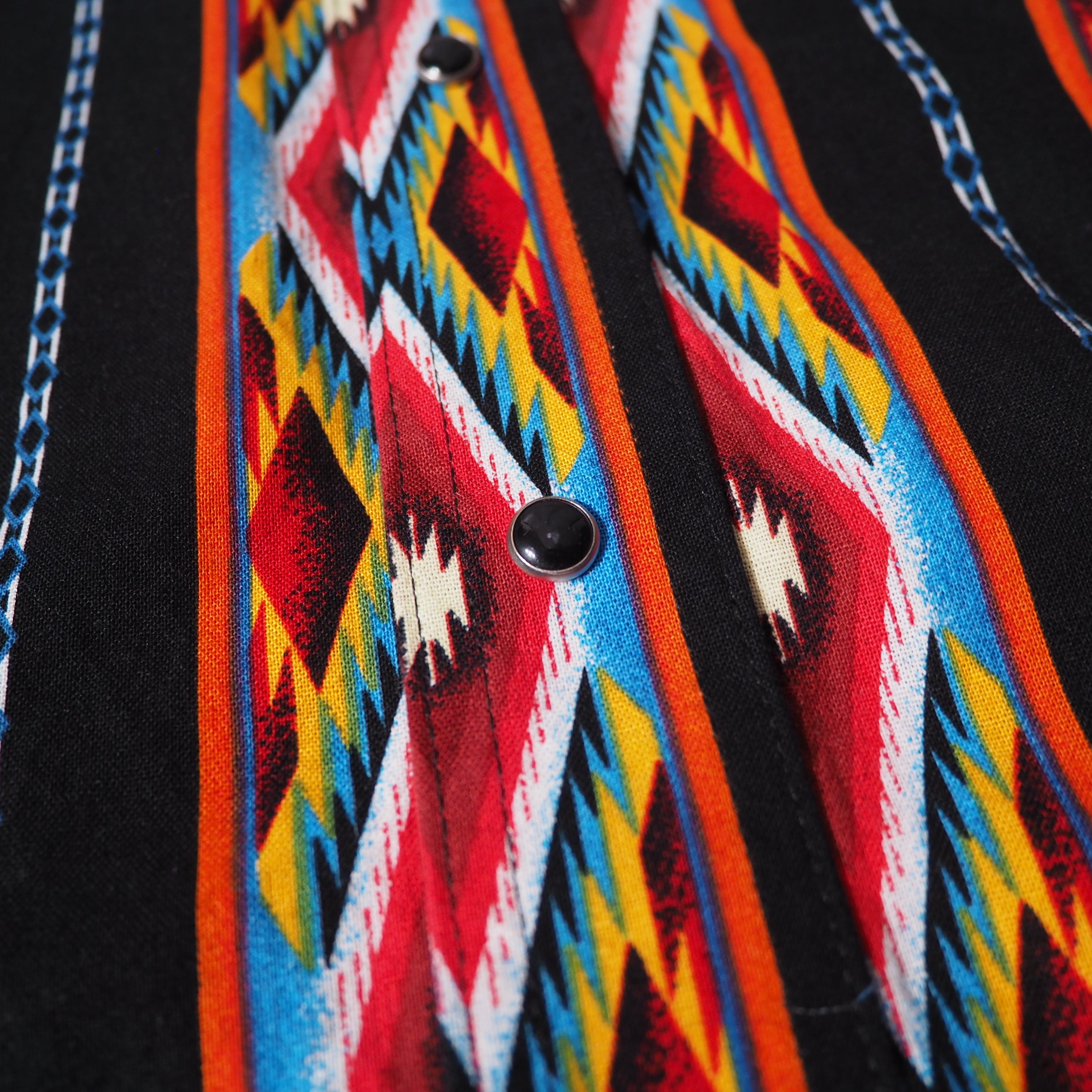 ” Wrangler ” ethnic stripe pattern vintage loose silhouette western shirt