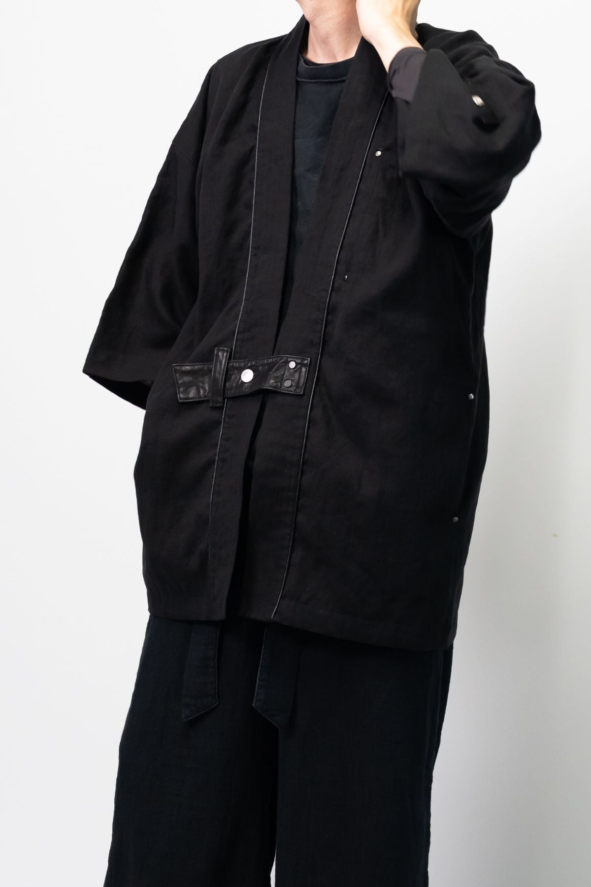 静寂を羽織る―本麻法被ジャケット / BLACK HAPPI【フレンチリネン