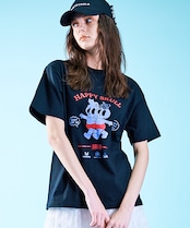 HAPPYスカルプリントベーシックTシャツ (BLACK) CQ-46096