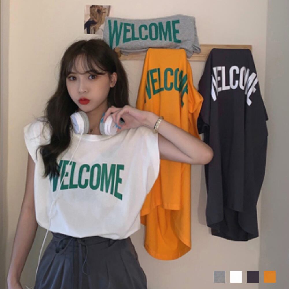 フレンチスリーブtシャツ英字ロゴtシャツ