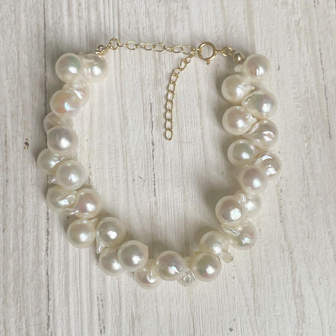✨美品✨本真珠 ネックレス グリーン系 7.5mm〜7.9mm シルバー刻印 