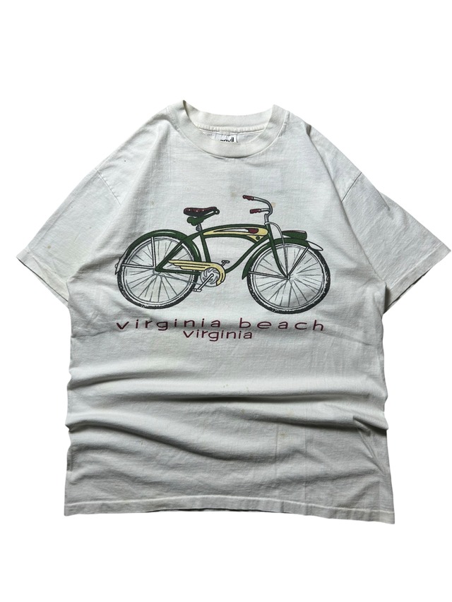 ［90s］anvil Bicycle Graphic White Souvenir T-shirt Made in USA