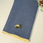 手刺繍キッチンタオル　リネン　ぶどう柄