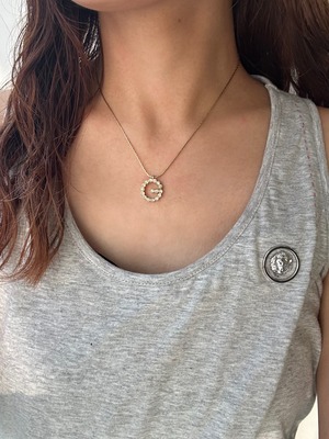 GIVENCHY / vintage gold round rhinestone necklace.