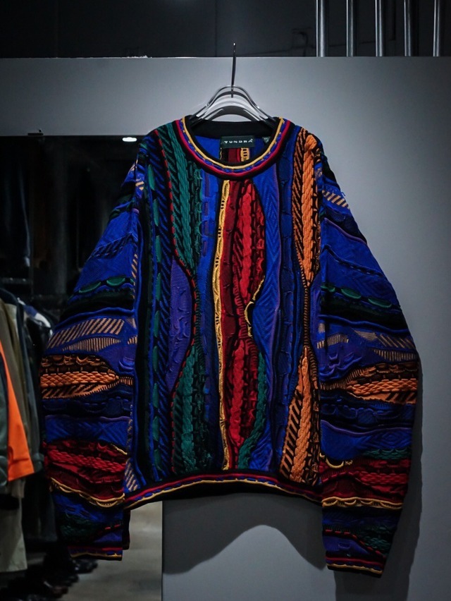 【add(C)vintage】"TUNDRA" Multicolored Crazy Pattern Design Vintage Loose Knit