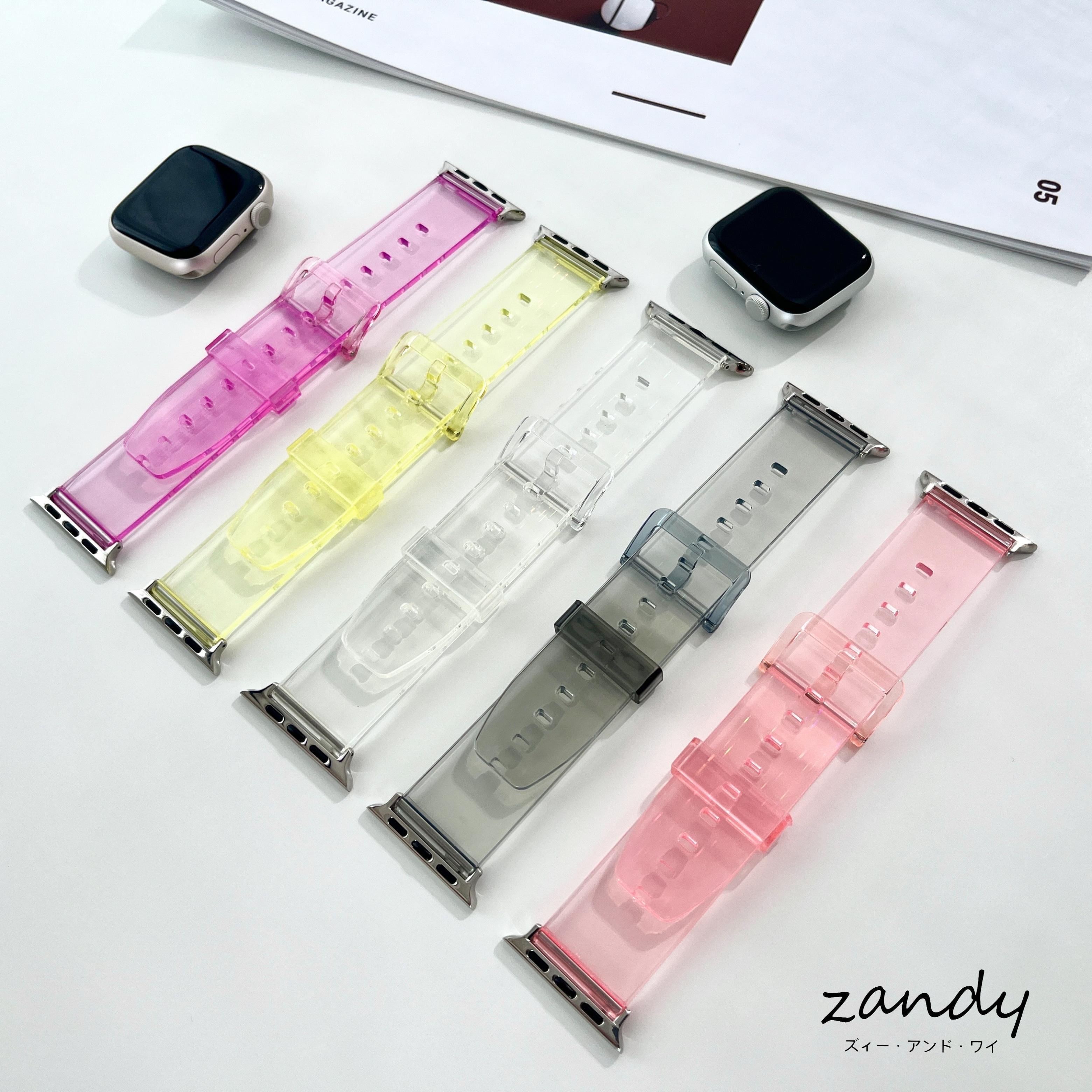 新品未使用✴︎オーロラ✴︎4mm厚95mm✴︎アブ.ダイワ用ストレートハンドル オーロラクリアバンド】B041 アップルウォッチバンド オーロラクリア