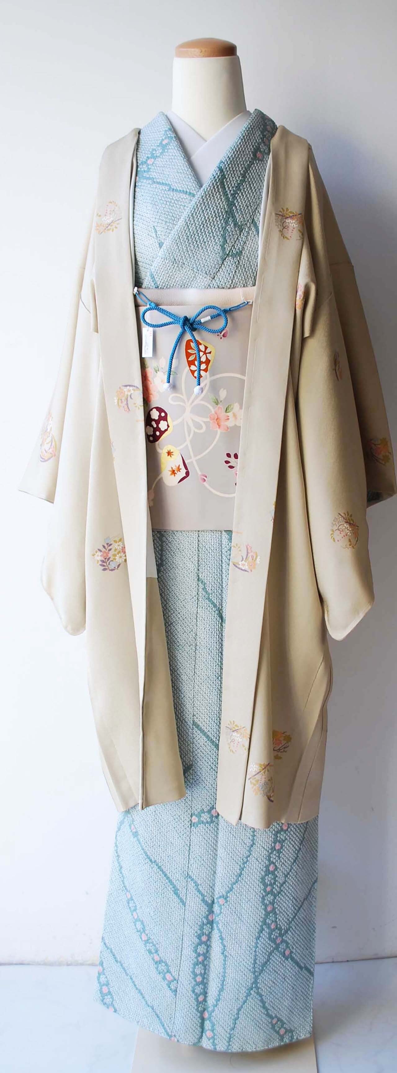 袷】浅縹色 総絞り小紋 | 大山キモノ・ちぇらうなぼるた