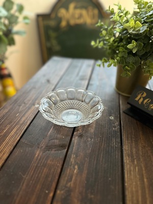 レトロ花形ガラス浅小鉢