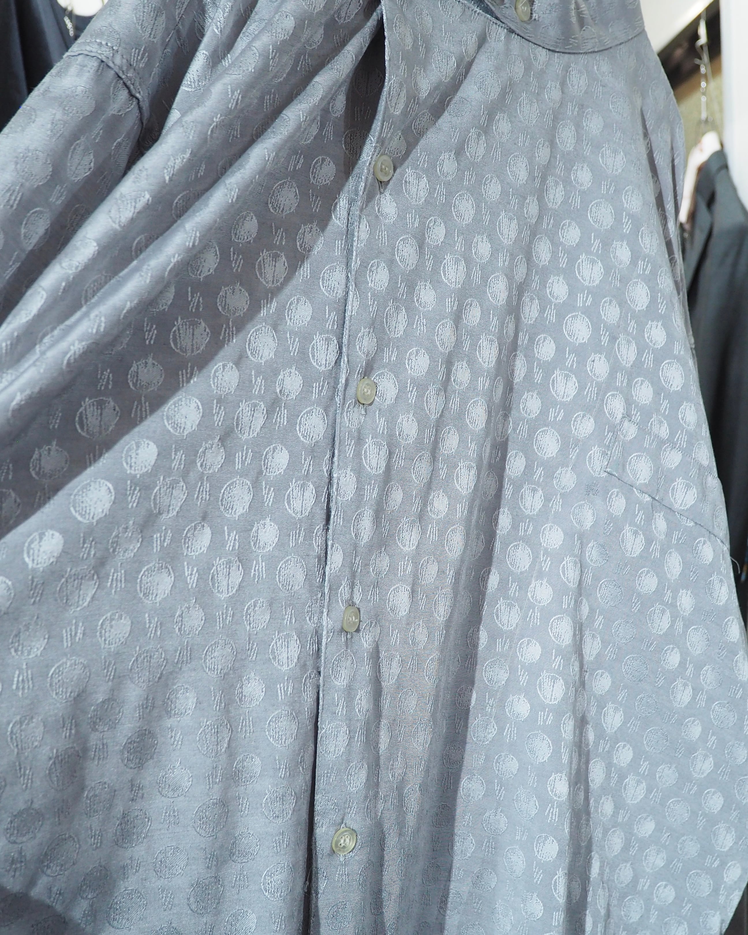 Dot Embroidery × Oblique Deformation vintage Over silhouette Shirt