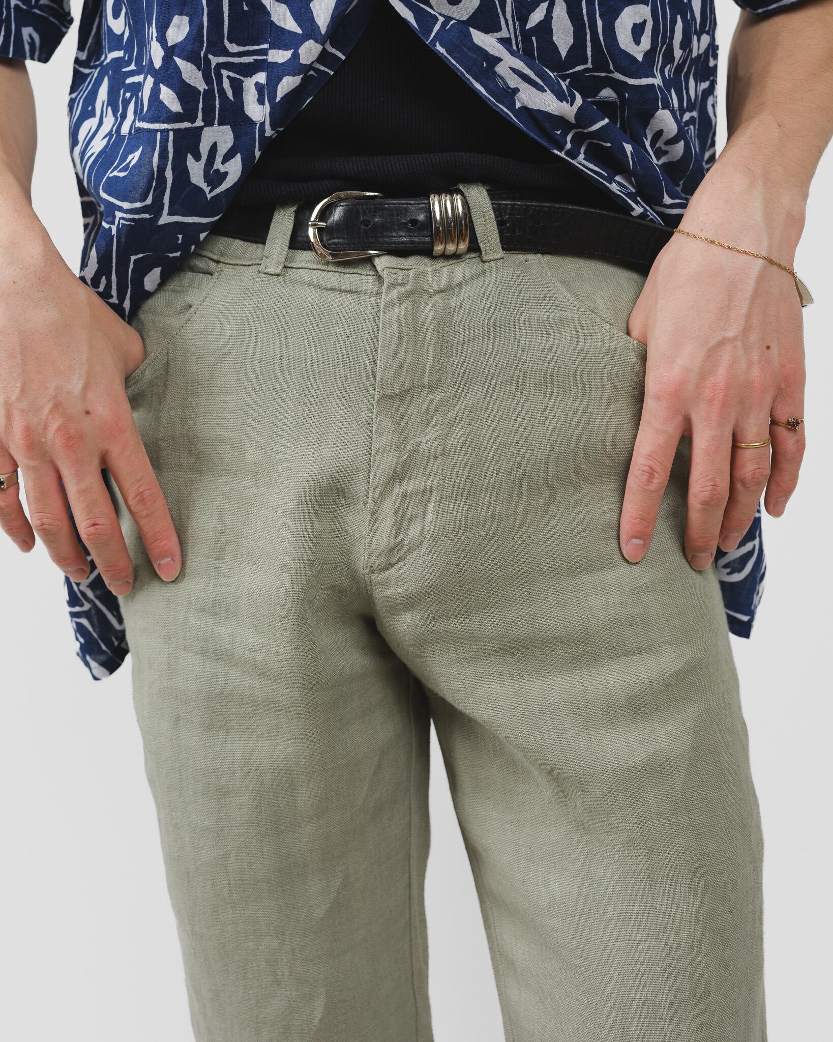 2000SS] “C.P.COMPANY” Pure Linen Garment Dyed Trousers -dead stock