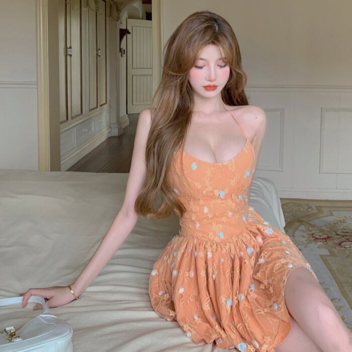 ドレス サマーFlowerデザイン レースホルタースカート 夏物 フラワーデザイン ドラファッションホール35957959125