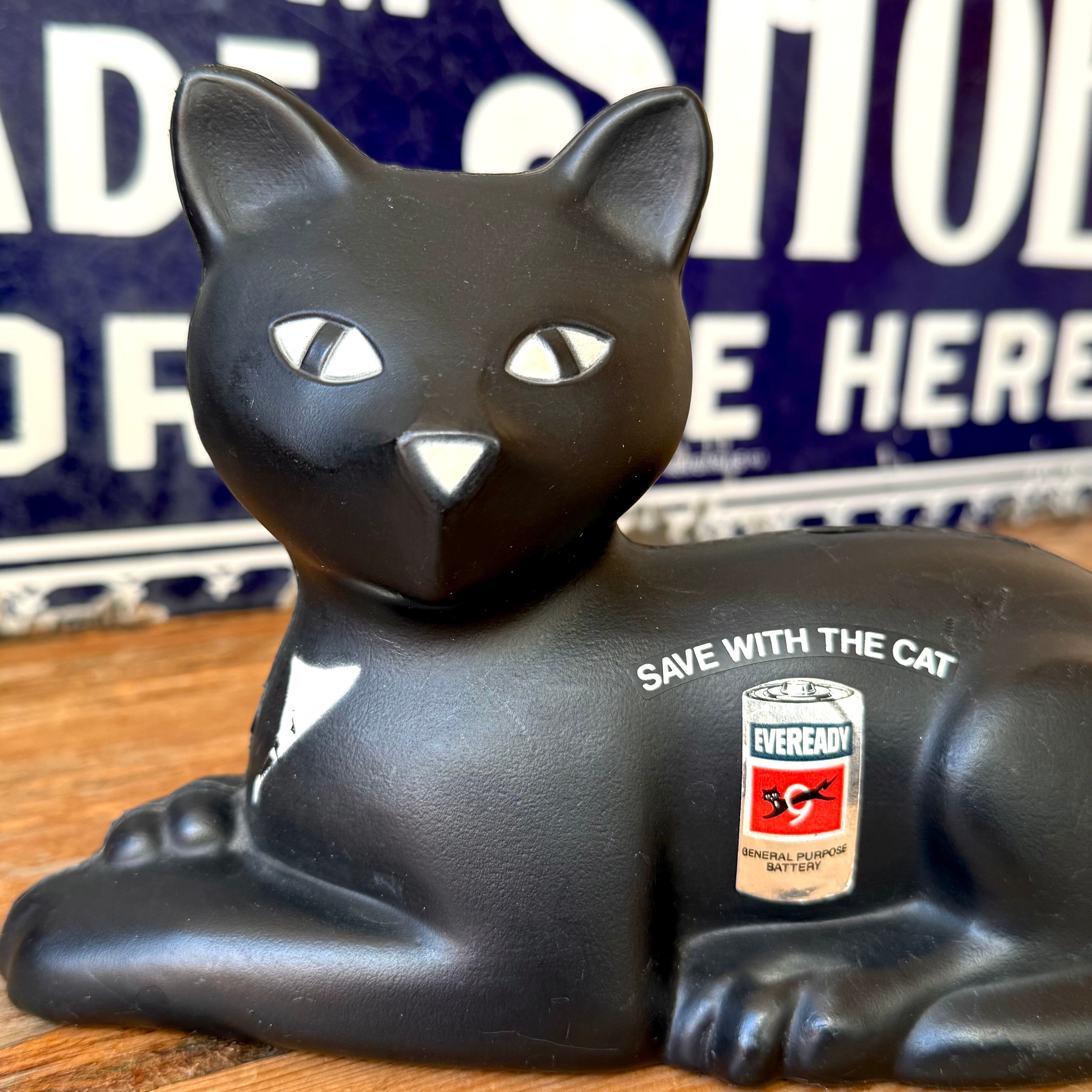 Vintage EVEREADY CAT Coin Bank エバレディ 黒猫 ブラックキャット