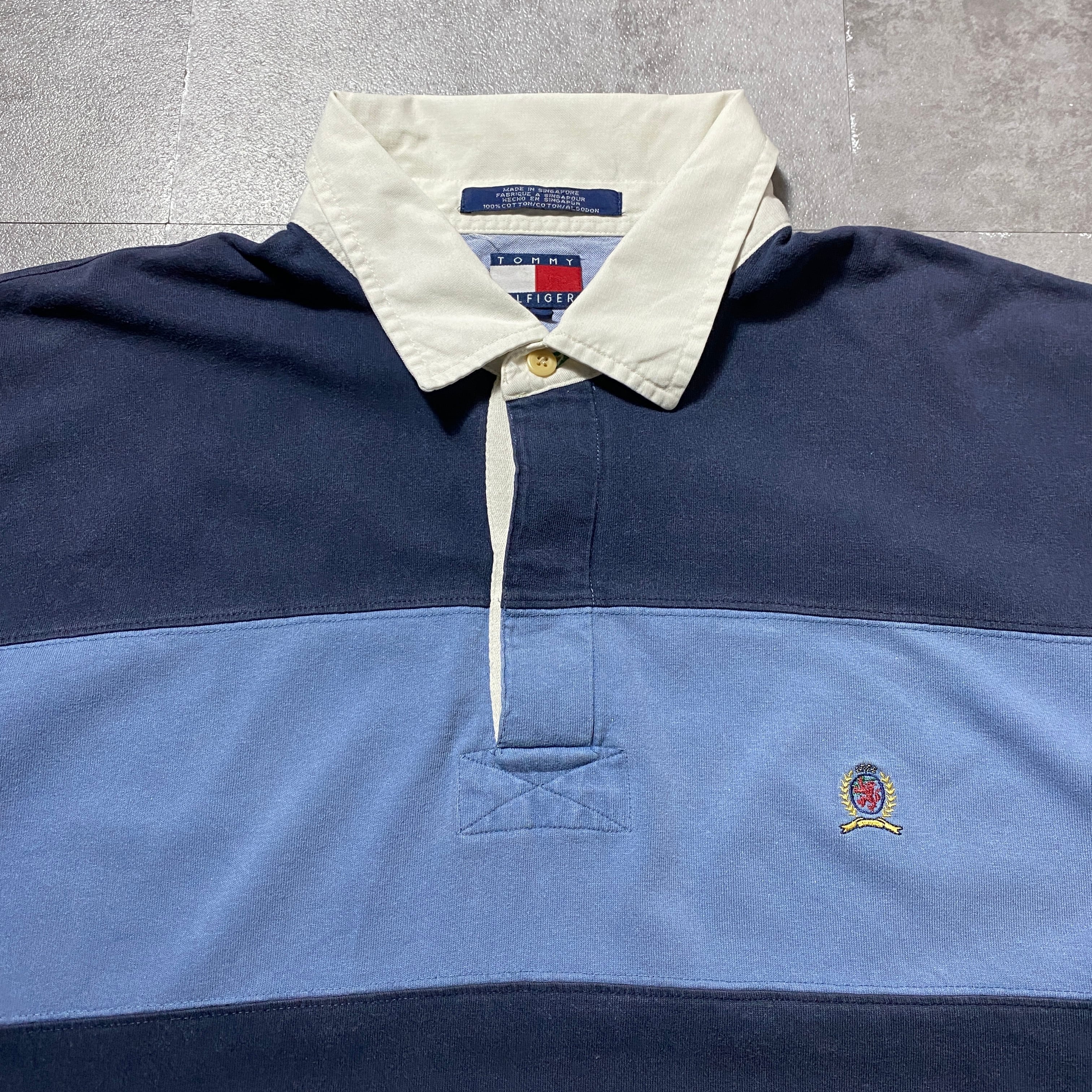 00年代 90s トミーヒルフィガーボーダー柄 ポロシャツロンT 古着 