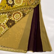 ETRO エトロ 総柄 シルク100% ロング スカート シースルー サイズ 44 /イエローグリーン系/イタリー製/エトロファーイースト