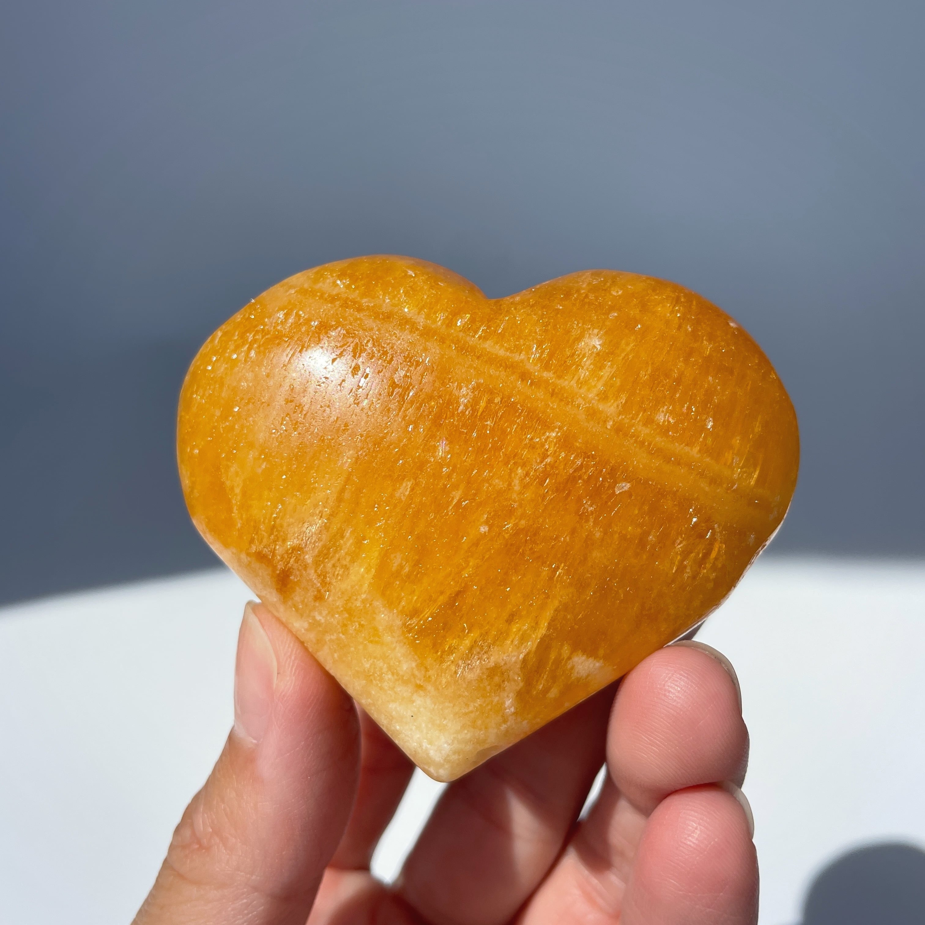 オレンジカルサイト ハート型12♡ Orange Calcite ♡天然石・鉱物