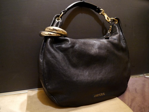 レア★JIMMY CHOO ジミーチュウ ソーラー レザー バッグ黒★財布
