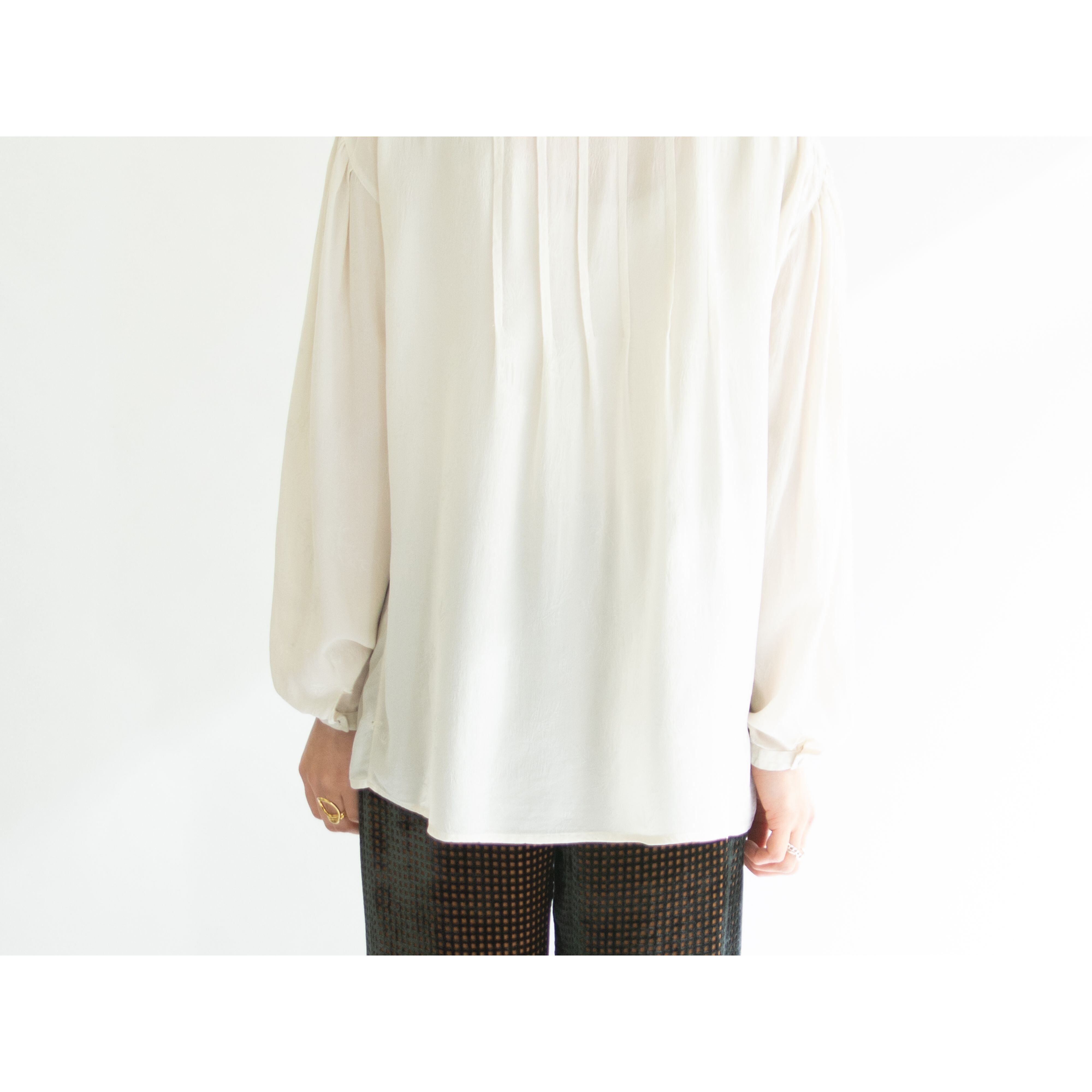 【cacharel】Made in Italy 60-70's Band Collar Silk Blouse（キャシャレル フランス製バンドカラーシルクブラウス）