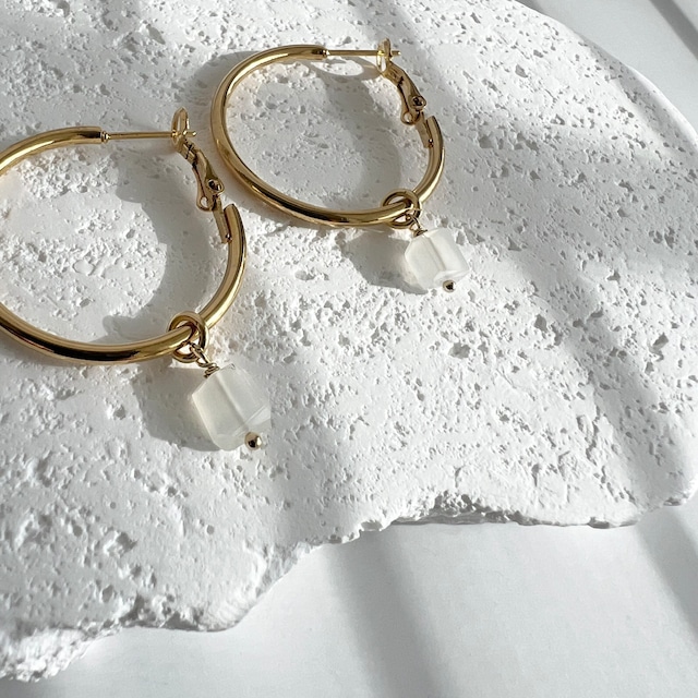 \\Media着用//ムーンストーンフープピアス・イヤリング