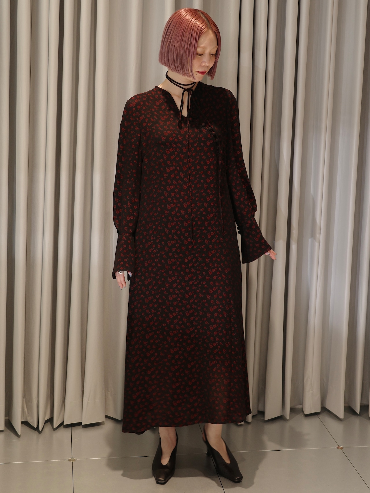 【25AW】Mame Kurogouchi マメ クロゴウチ / Cupro Triacetate Floral Jacquard Dress - 2