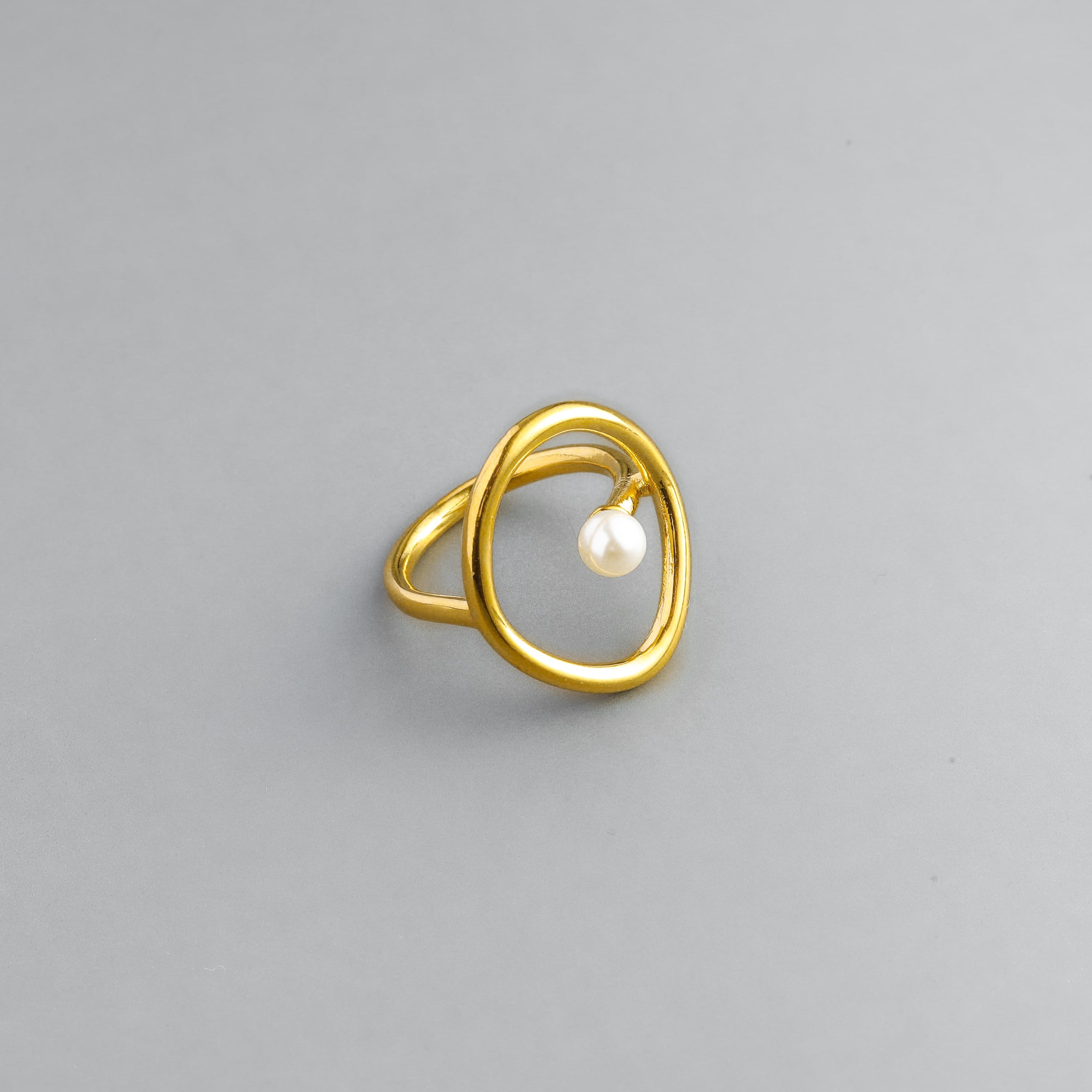 316L round & pearl ring  #r48