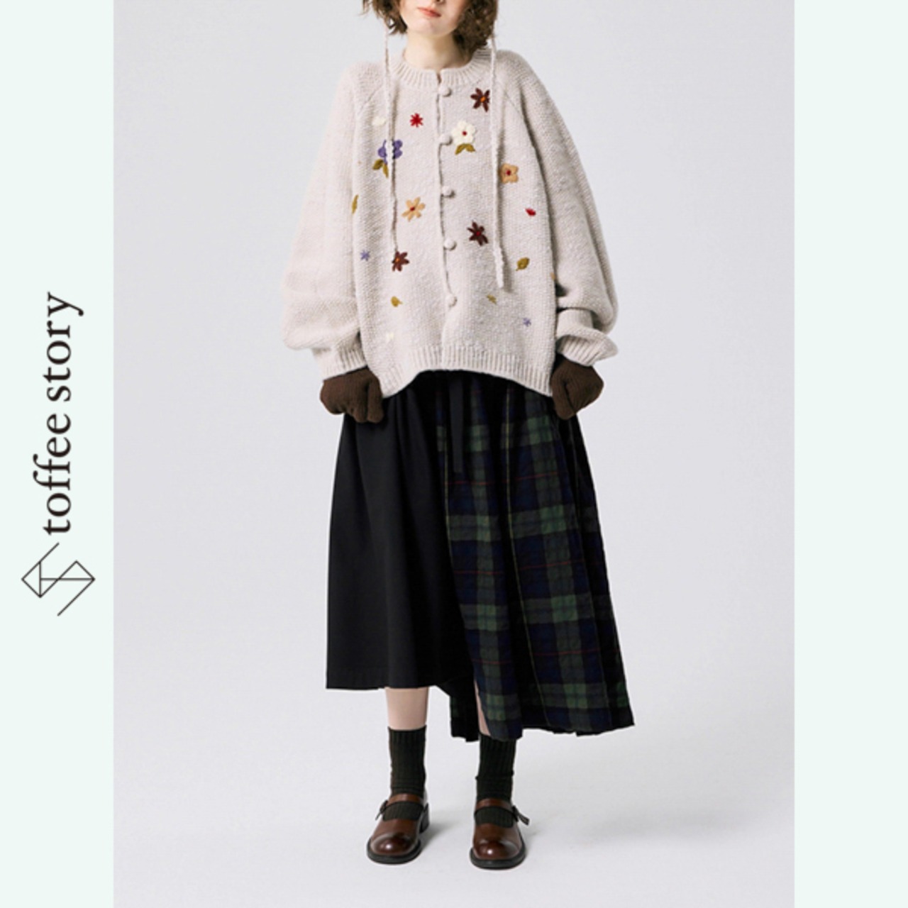 花刺繍のニットカーディガン＆ベストセット 《P0267》