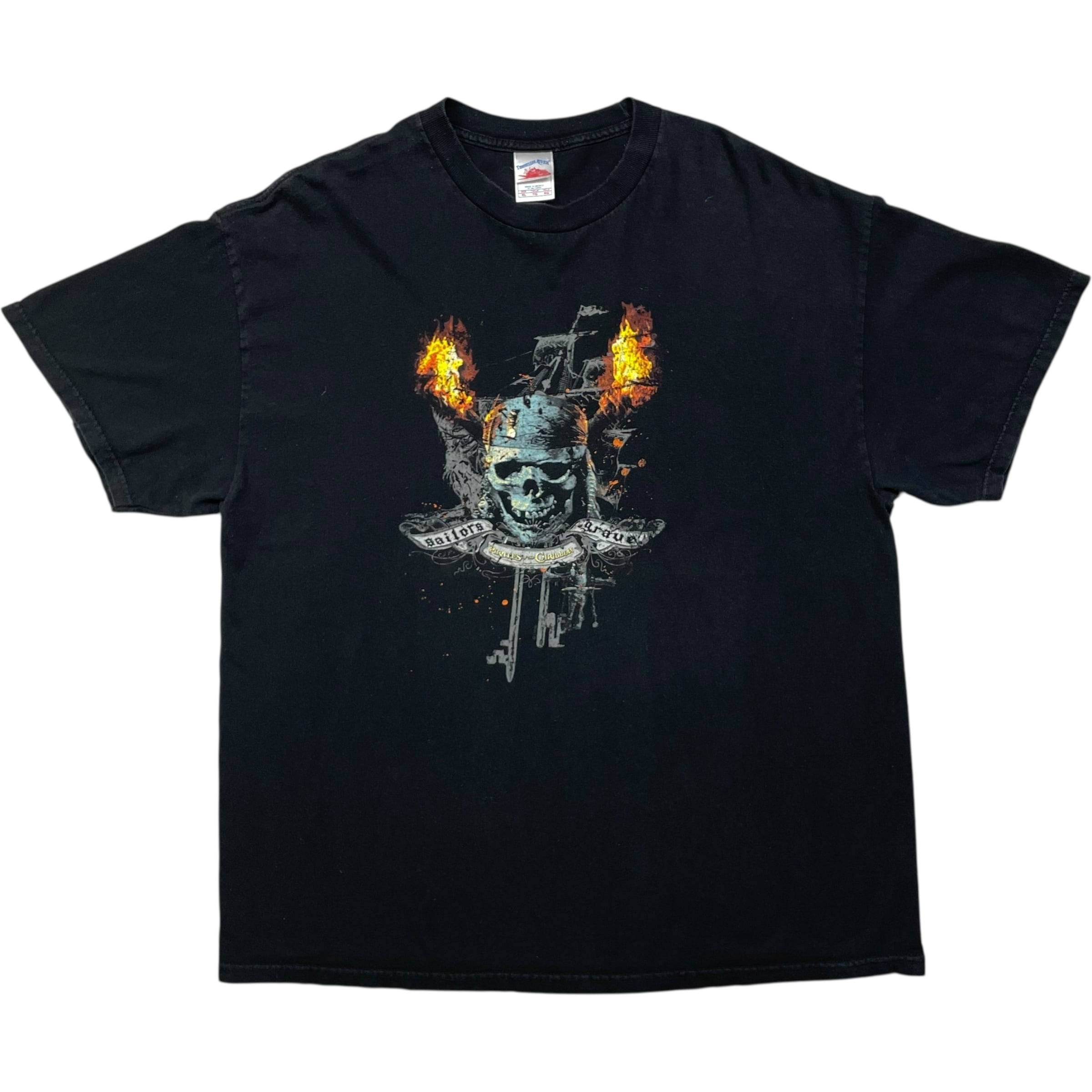 《XL》 TENNESSEE RIVER Tシャツ フロントプリント パイレーツオブカリビアン ディズニーTシャツ ブラック no.7517