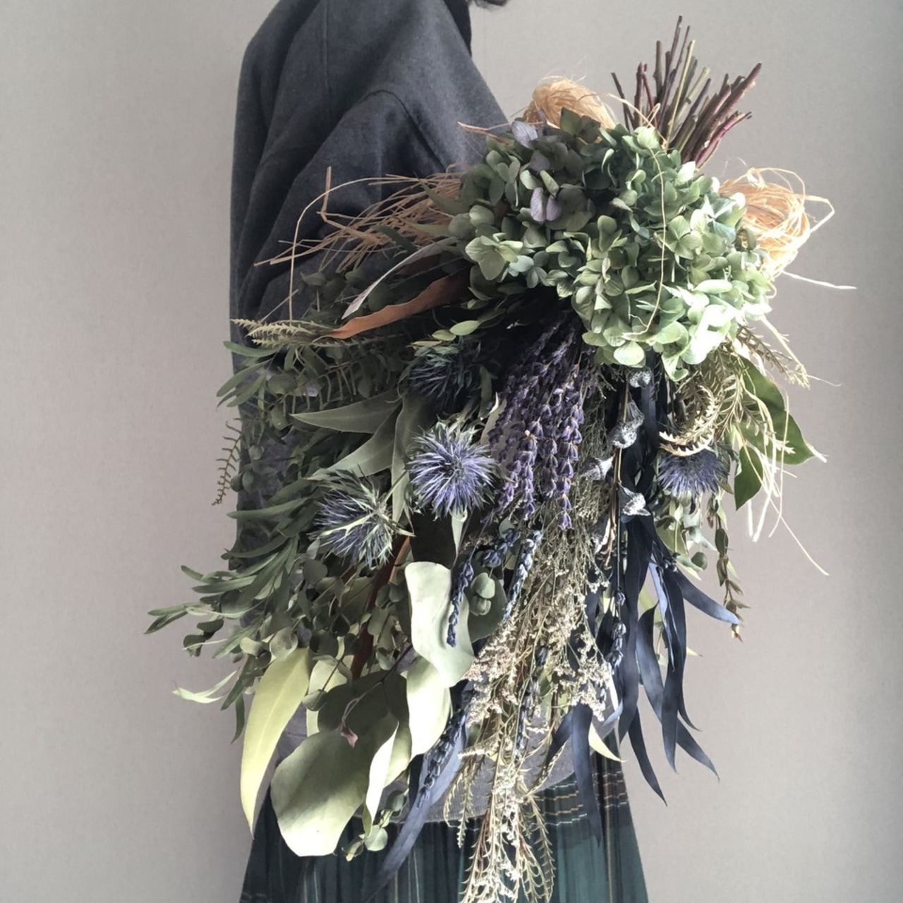 ラベンダー&アンティーク紫陽花のワイルドスワッグ | お花作家の店 良  