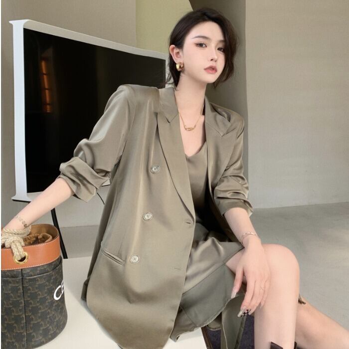 スタイルレディースサマールーズサテンジャケット ドレス 夏物 ドラファッションホール63389428164