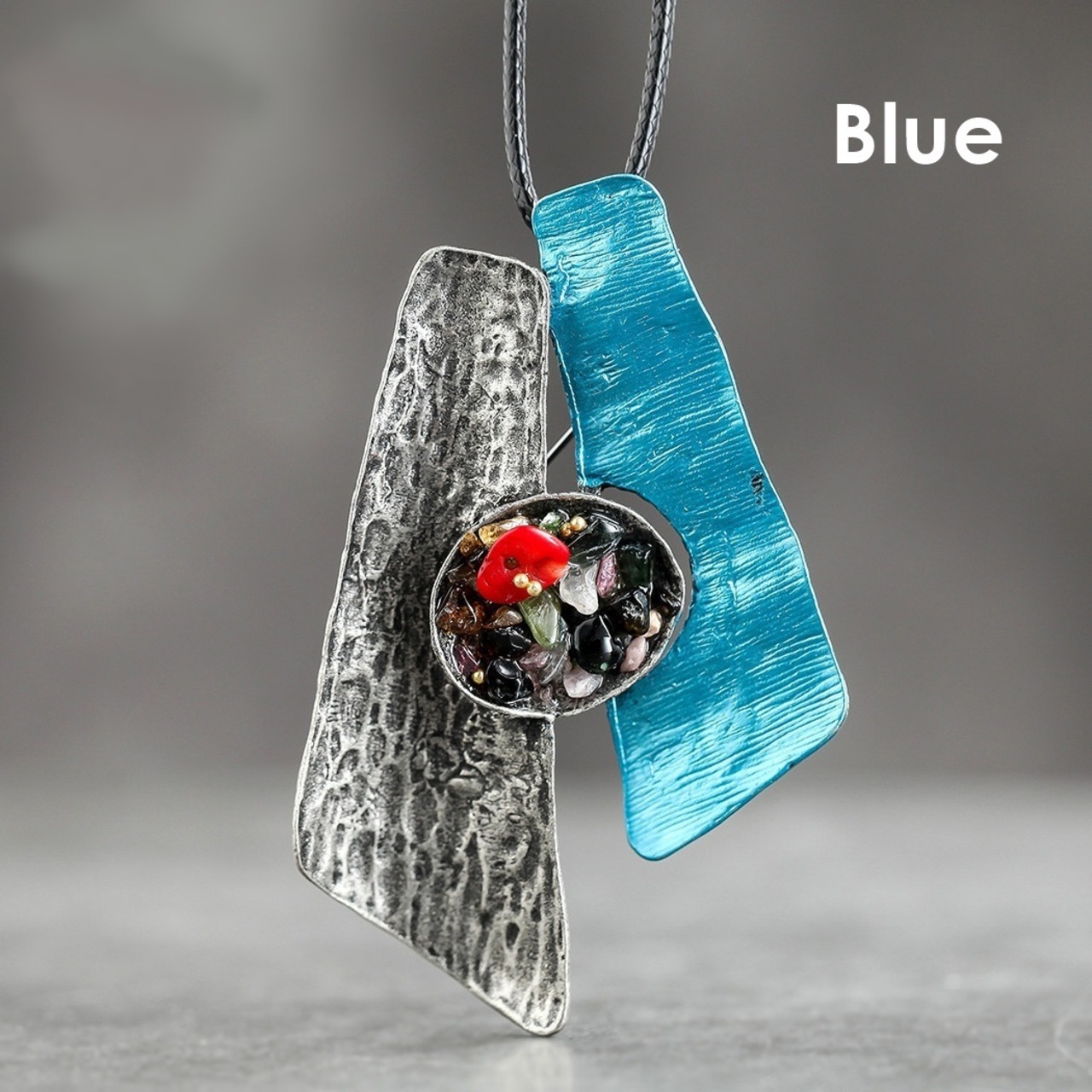 Zinc Alloy Two Squares Brooch & Pendant Necklace / ジンク アロイ ツー スクエア ブローチ & ペンダント ネックレス